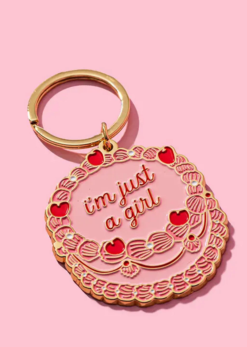 Just A Girl Vintage Cake Enamel Keychain