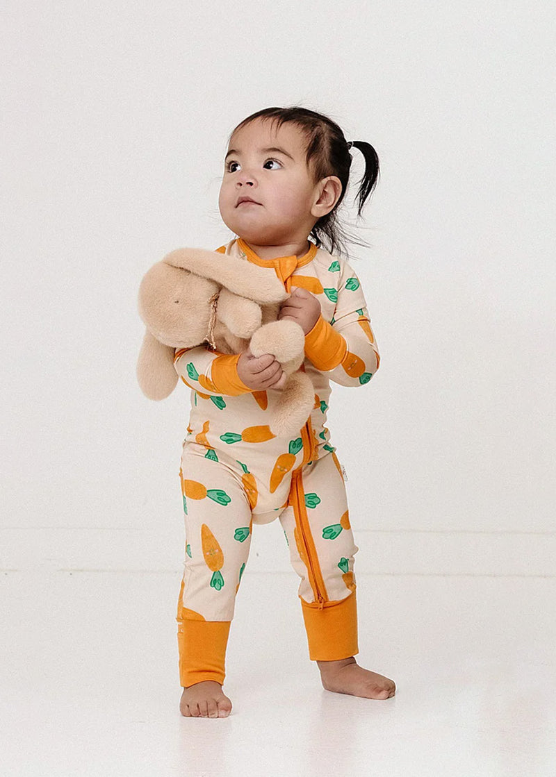 Carrots Fold-Over Zipper Footie