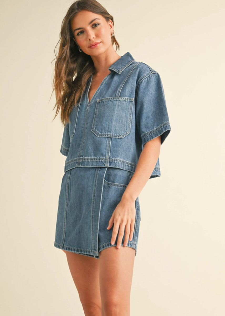 Anora Pocket Front Denim Shirt