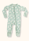 Mint Bunny Fold-Over Zipper Footie