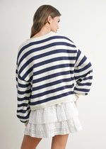 Adrianna Striped Cardigan - Ivory & Navy