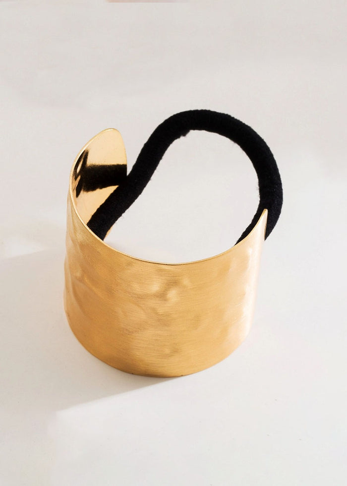 Minimalist Metal Plate Hair Cuff Tie - Gold