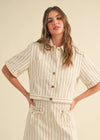 Maris Short Sleeve Striped Jacket - Toffee