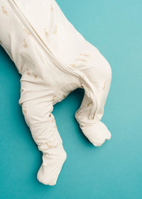 Bamboo Fold-Over Zipper Footie - Silly Goose
