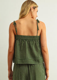 Maisie Striped Flowy Top - Green