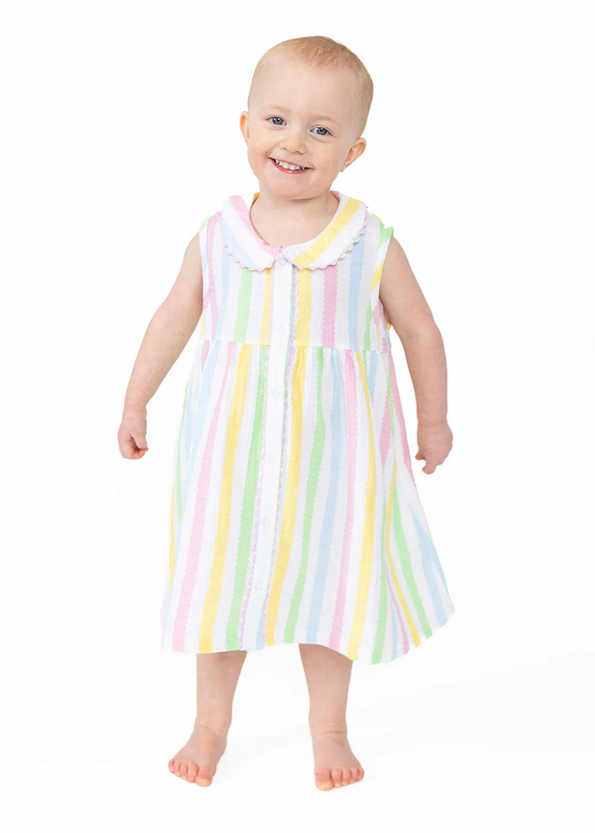 The Jill Ric Rac Dress - Multi Stripe