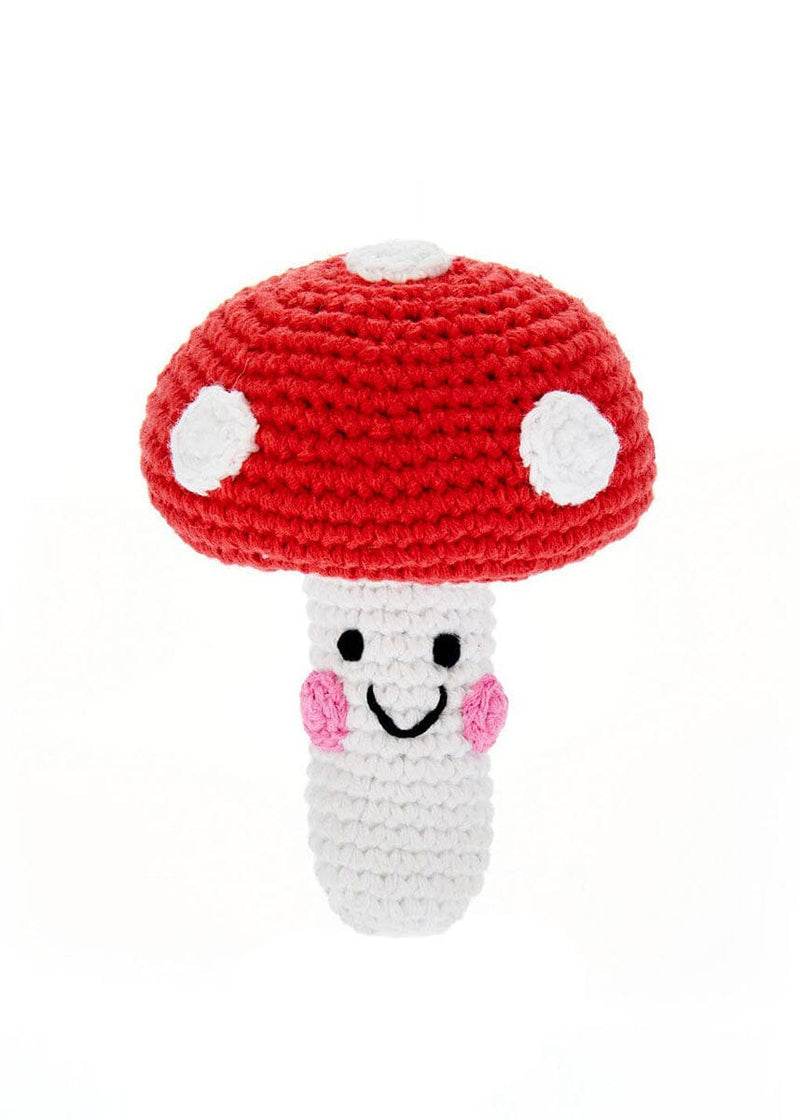 Friendly Plush Mushroom Rattle - Red