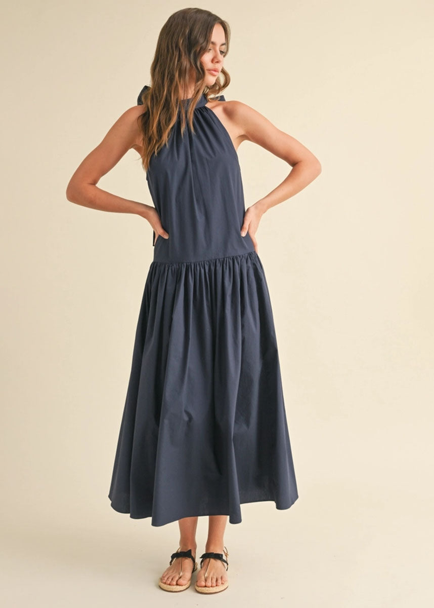 Pearce Bow Back Midi Dress - Navy