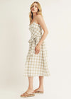 Suzanne Plaid Bows Midi Dress - White Multi