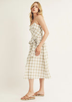 Suzanne Plaid Bows Midi Dress - White Multi