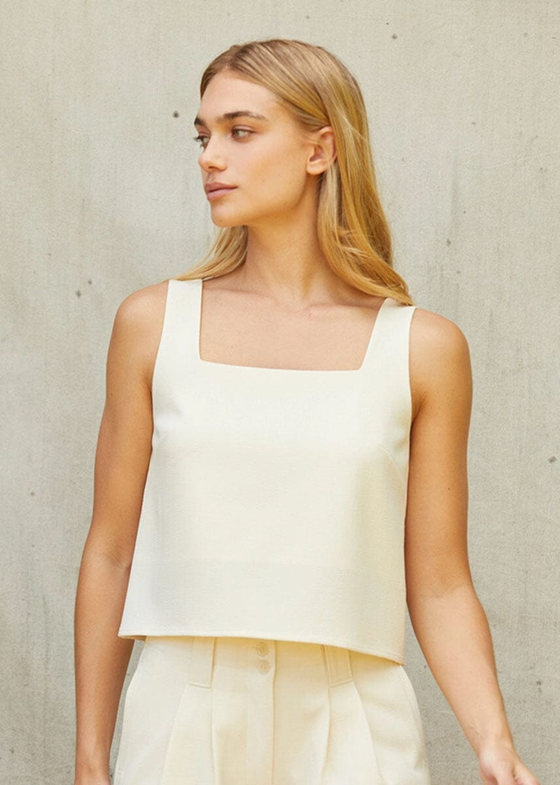 Sally Square Neck Tank Top - Cream