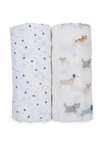 2-Pack Cotton Swaddles - Puppy Dog & Stars