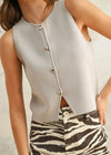 Gemini Metal Button Knit Vest - Misty Grey