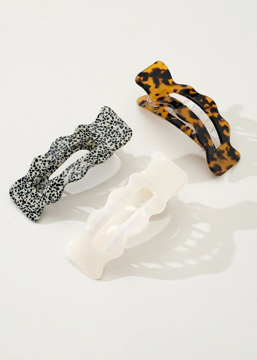 Jane Core Scalloped Flat Claw Clip - Speckled