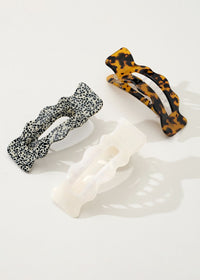 Jane Core Scalloped Flat Claw Clip - Speckled