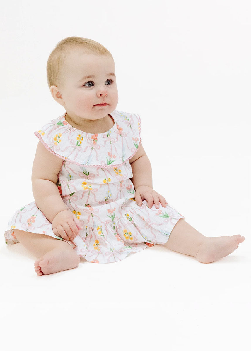 Circle Neck Ruffle Dress - Ribbon Bouquets