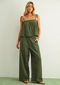 Maisie Striped Flowy Top - Green