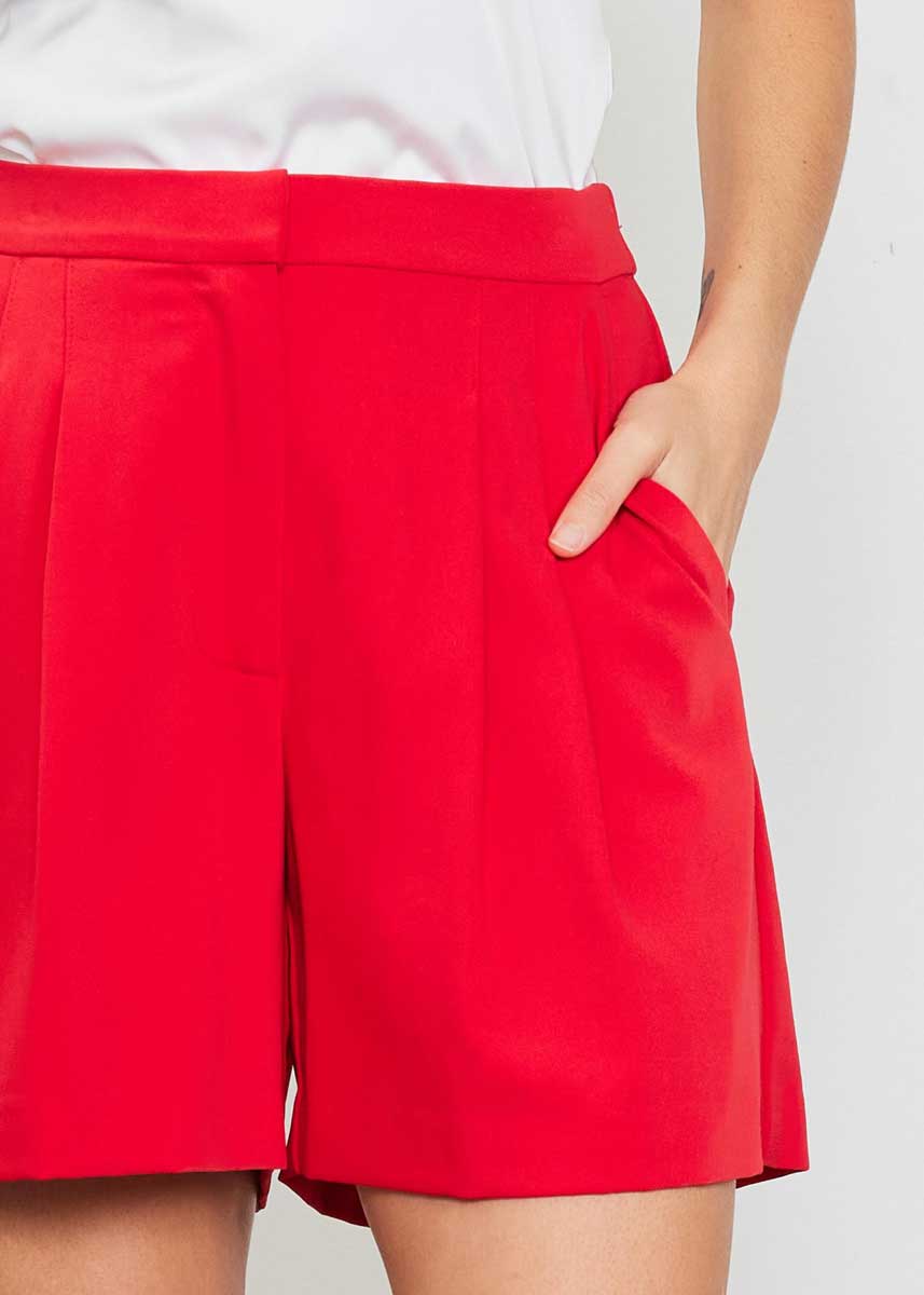 Ruby Pleated Shorts - Red