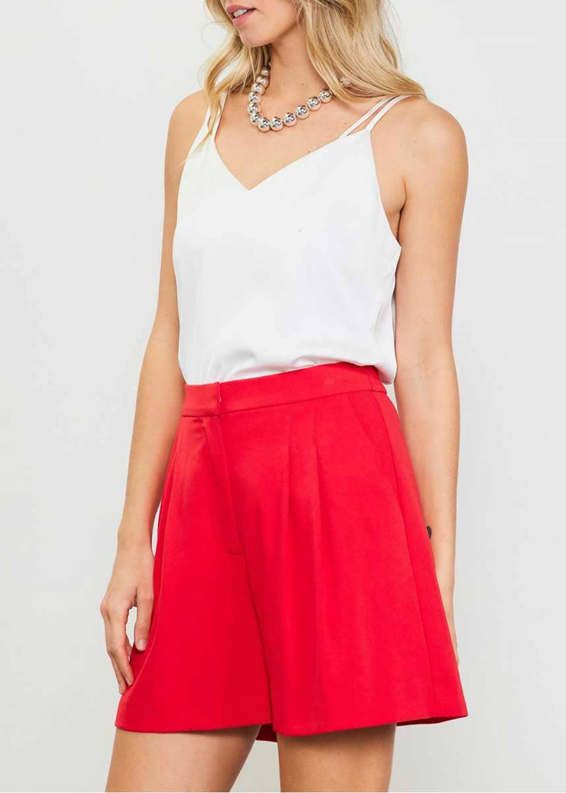 Ruby Pleated Shorts - Red