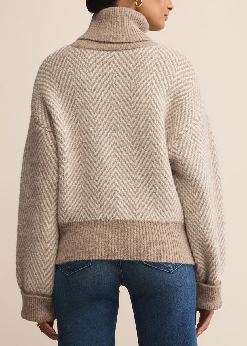 Balkan Funnel Neck Sweater - Smoked Heather