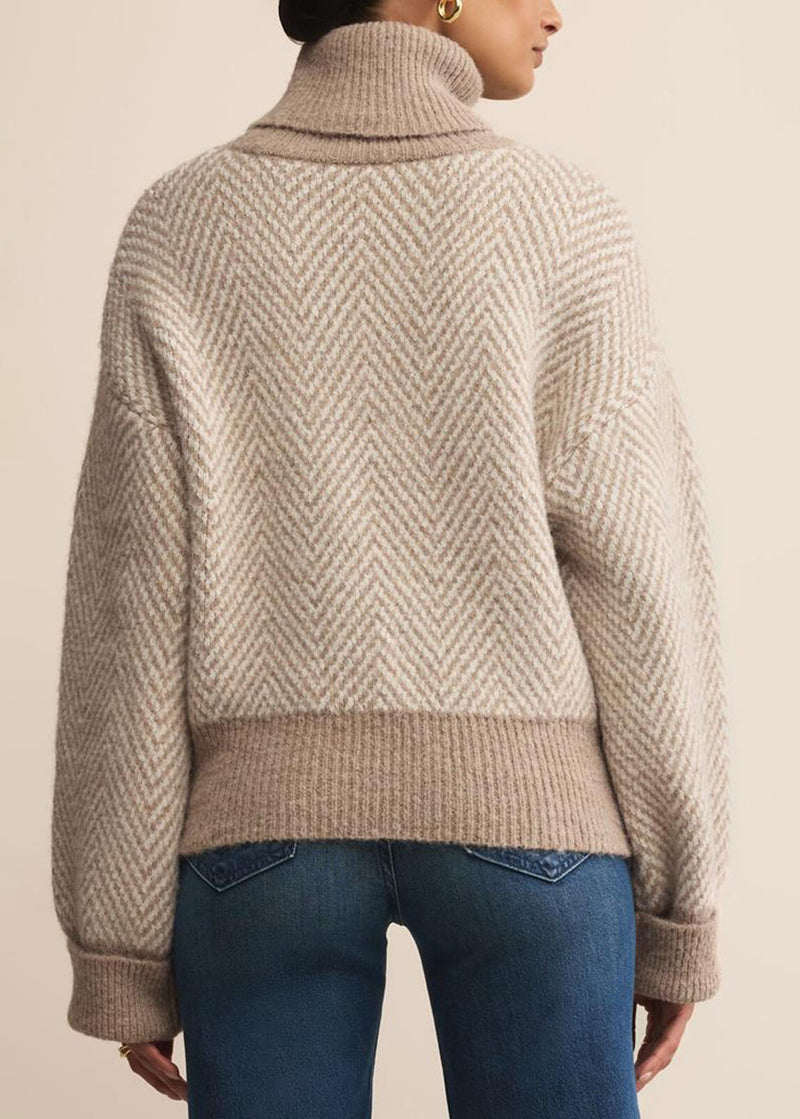 Balkan Funnel Neck Sweater - Smoked Heather