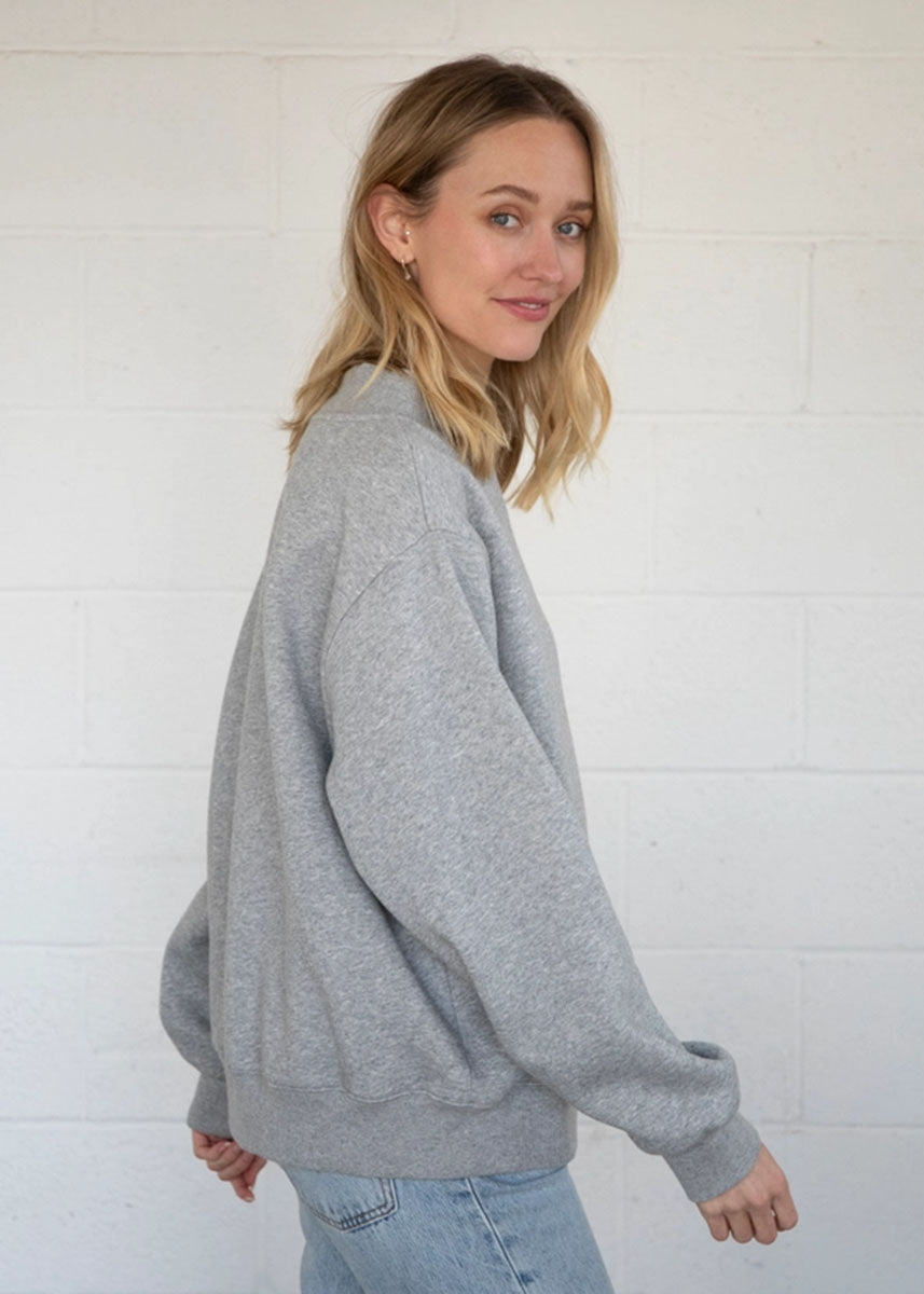 Marjorie Fleece Wide Neck Sweatshirt - Heather Grey