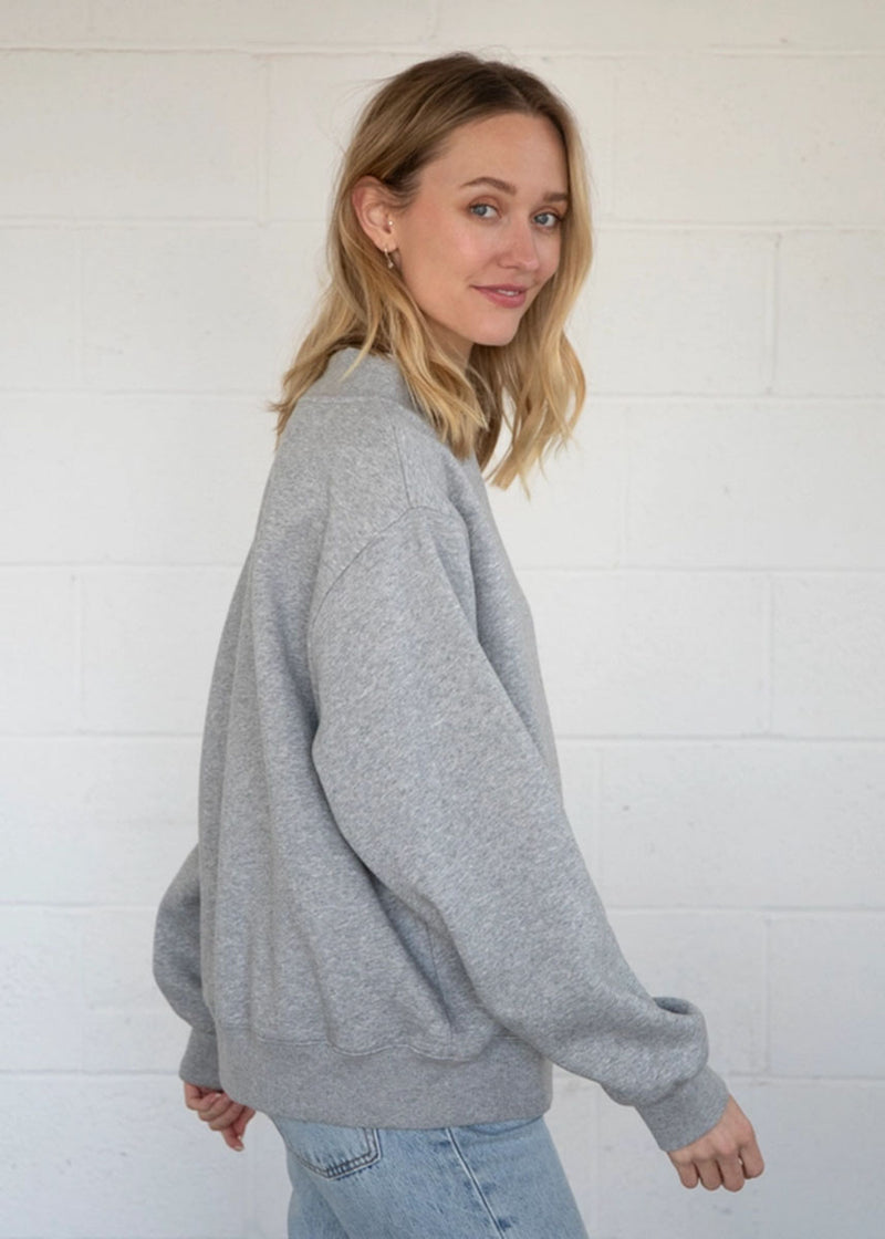 Marjorie Fleece Wide Neck Sweatshirt - Heather Grey
