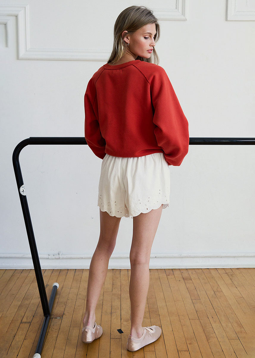 Celia Scallop Eyelet Shorts - White