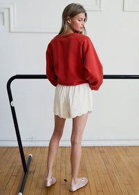 Celia Scallop Eyelet Shorts - White