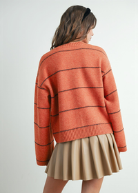 Adaline Striped Cardigan - Rust