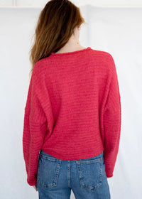 Piper Mini Striped Cardigan - Cherry Red