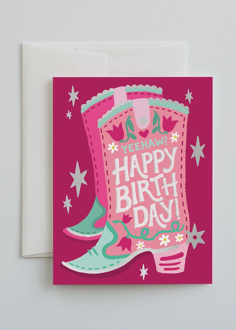 Cowgirl Boot Birthday Card