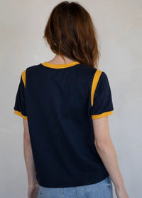 Aly Contrast Tee - Navy