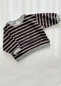 French Terry Stripe Sweatshirt - Brown & Grey
