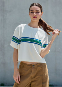 Jazmin Retro Stripe Boxy Tee - Ivory