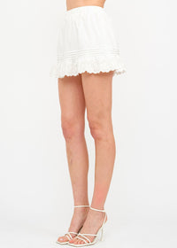 Jenna Lace Trim Mini Skirt - Off-White