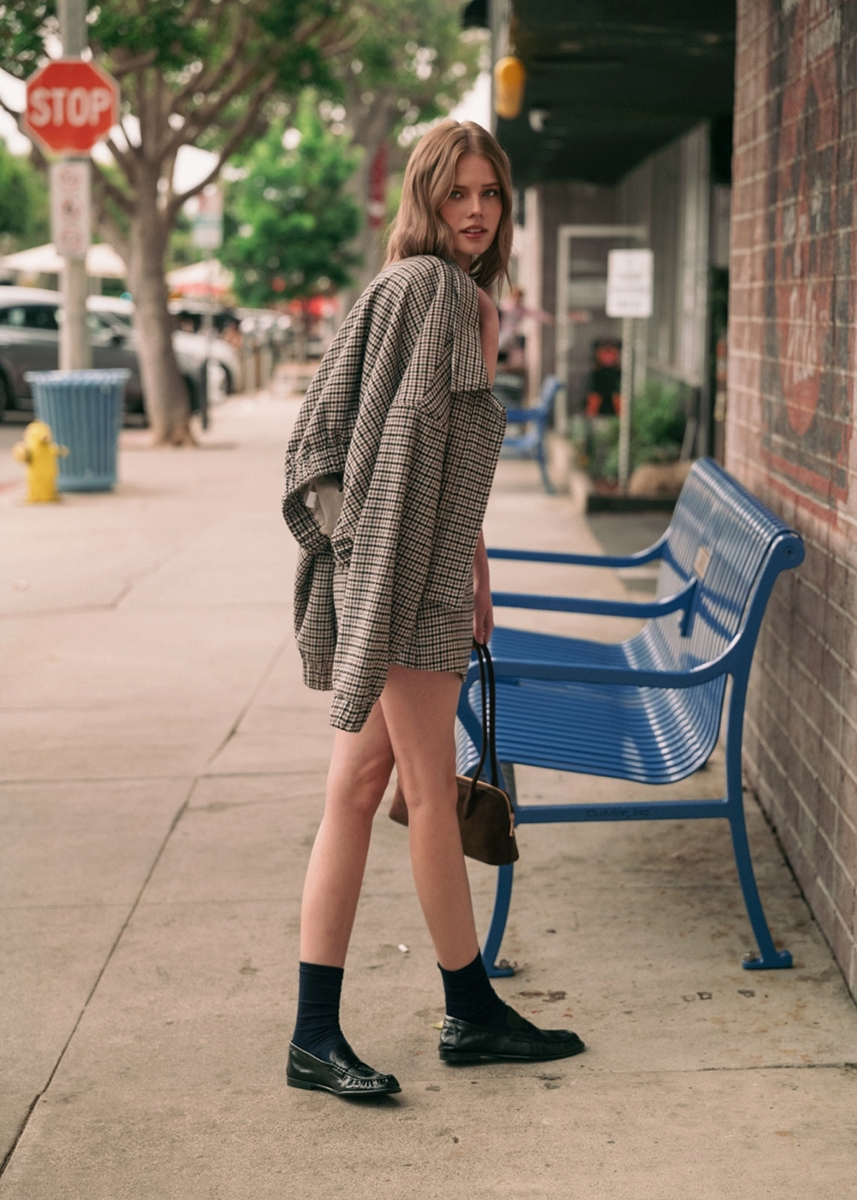 Drew Houndstooth Jacket - Brown Black