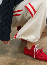 Eagan Striped Drawstring Track Pants - Ivory & Red
