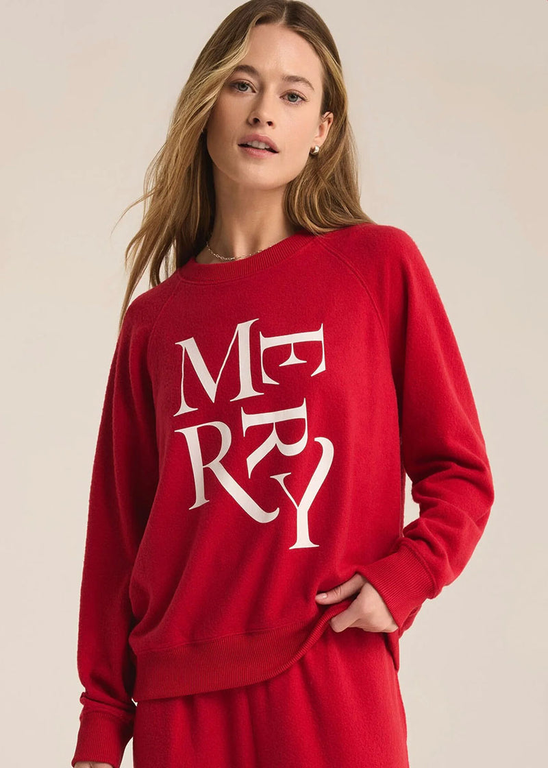 Cassie Merry Long Sleeve Top - Haute Red