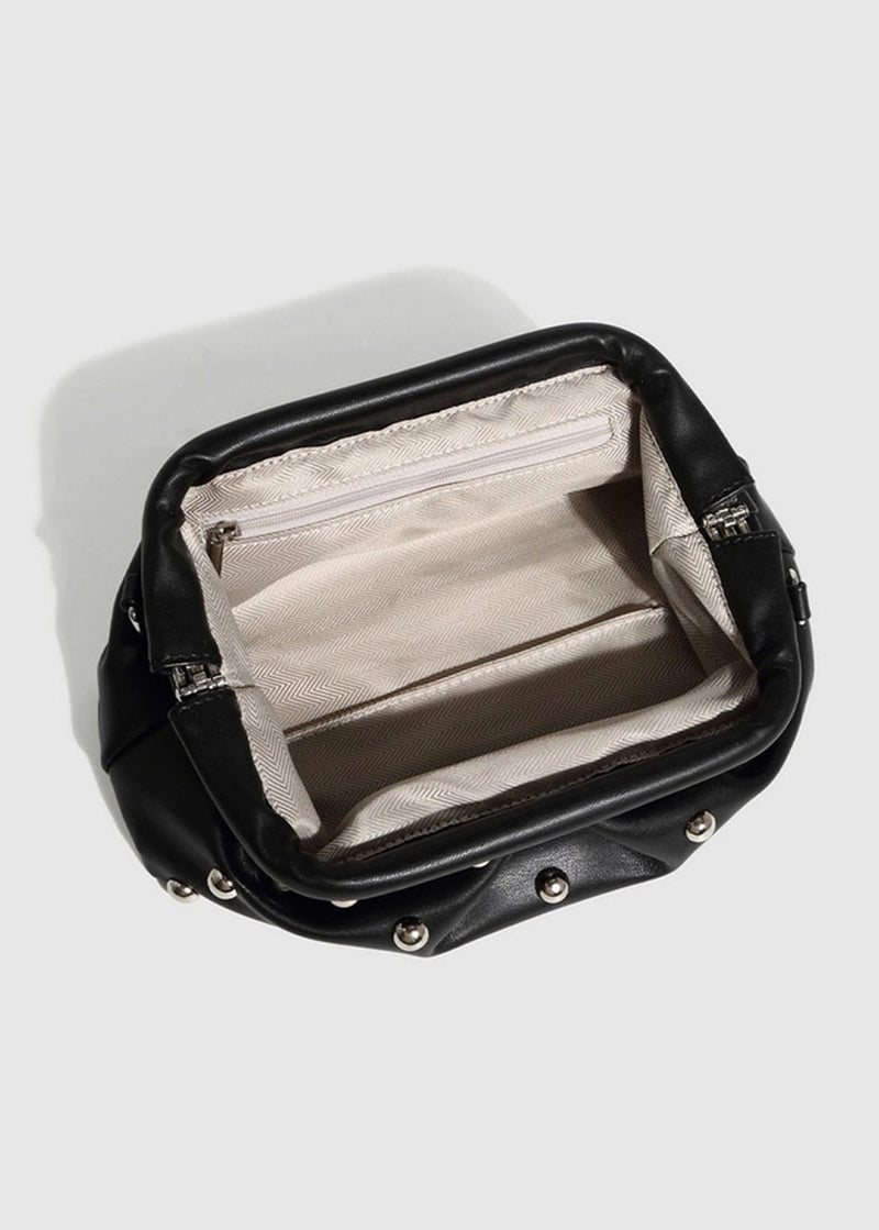 Studded Dumpling Clutch - Black