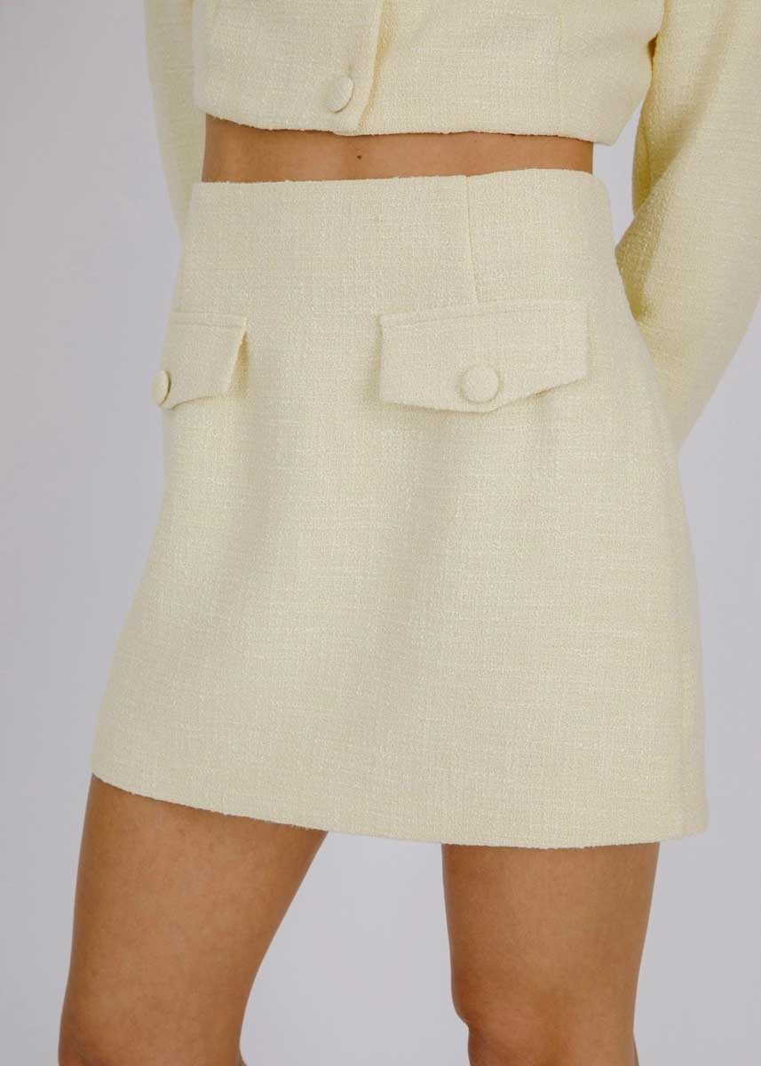 Jane Tweed Mini Skirt - Pastel Yellow