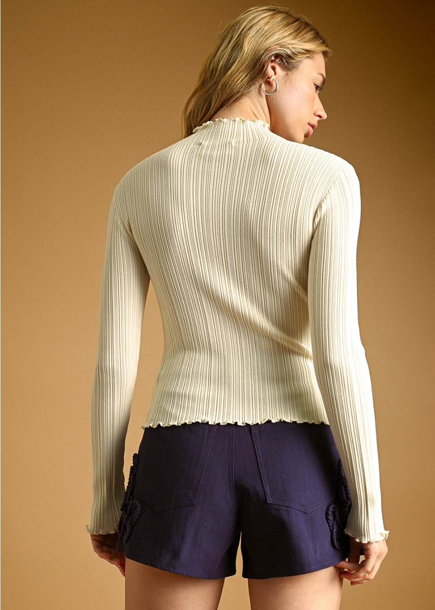 Ester Long Sleeve Knit Top - Cream