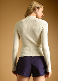 Ester Long Sleeve Knit Top - Cream