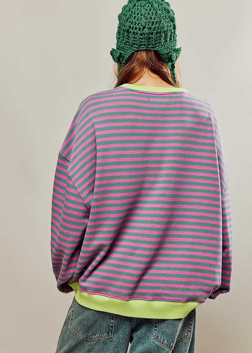 Classic Striped Crew - Pink Combo