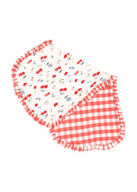Ruffle Burp Cloth - Watercolor Cherries & Gingham