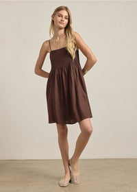 Maryanne Smocked Bodice Cami Mini Dress - Brown
