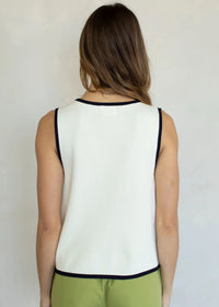 Tina Knit Button Tank - Cream