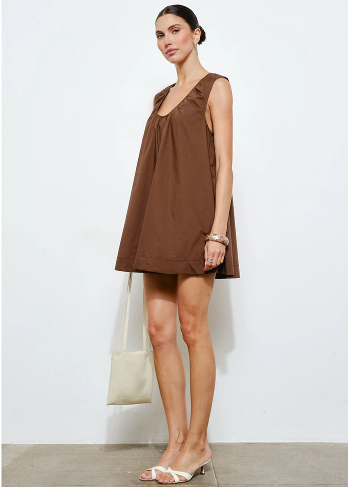 Delia Swing Mini Dress - Brown