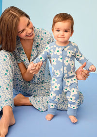 Baby 2-Way Zip Sleeper In HannaSoft - Flowers Ecru