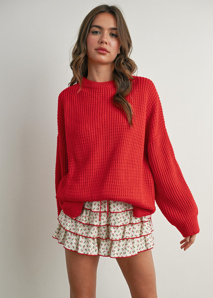 Amora Classic Waffle Top - Red